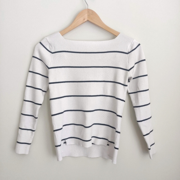 Black striped white knit longsleeve top, size XS - Picture 1 of 1